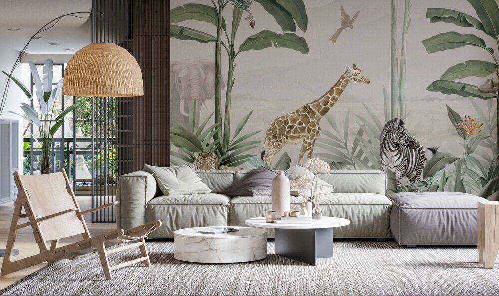 Animals Banana and Palm Forest Wallpaper Mural