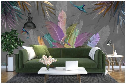 Banana and Palm Leaves Collaged Wallpaper Mural