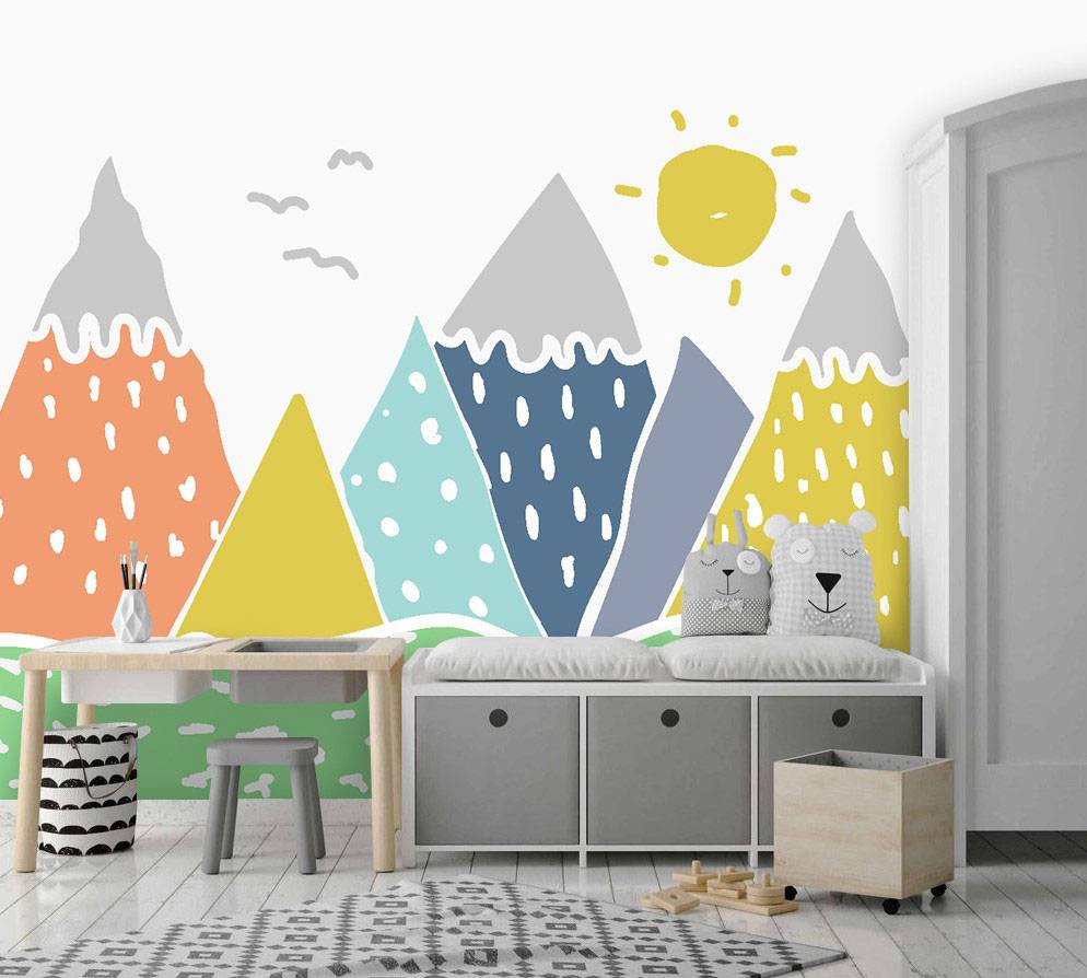 Triangle Snowy Mountains Wallpaper Mural