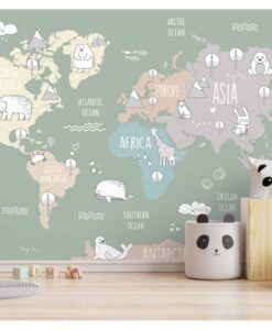 Kids and Nursery World Map Wallpaper Mural