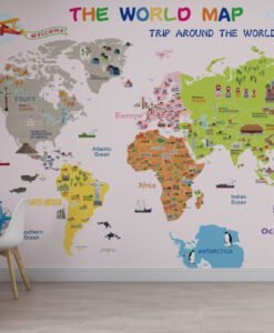 Educational World Map Wallpaper Mural