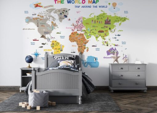 Educational World Map Wallpaper Mural