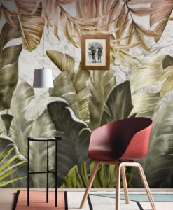 MUR2011 Big Tropical Leaves Gradient Wallpaper Mural