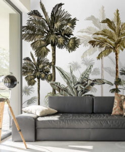 Hand Drawn Palms Tropical Wallpaper Mural