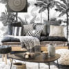 Black And White Tropical Wallpaper Mural