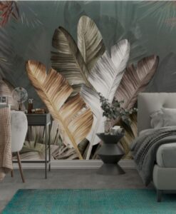 3D Big Leaf Tropical Natural Wallpaper Mural