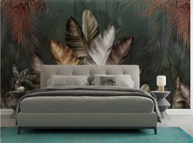 3D Big Leaf Tropical Natural Wallpaper Mural