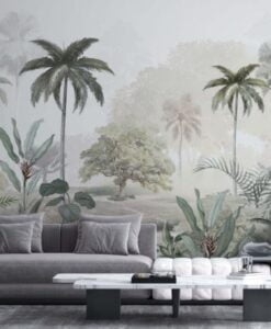 Soft Tropical Pattern Wall Wallpaper Mural