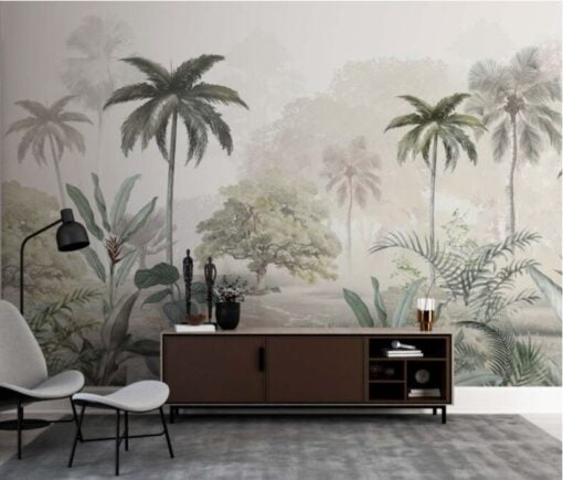 Soft Tropical Pattern Wall Wallpaper Mural