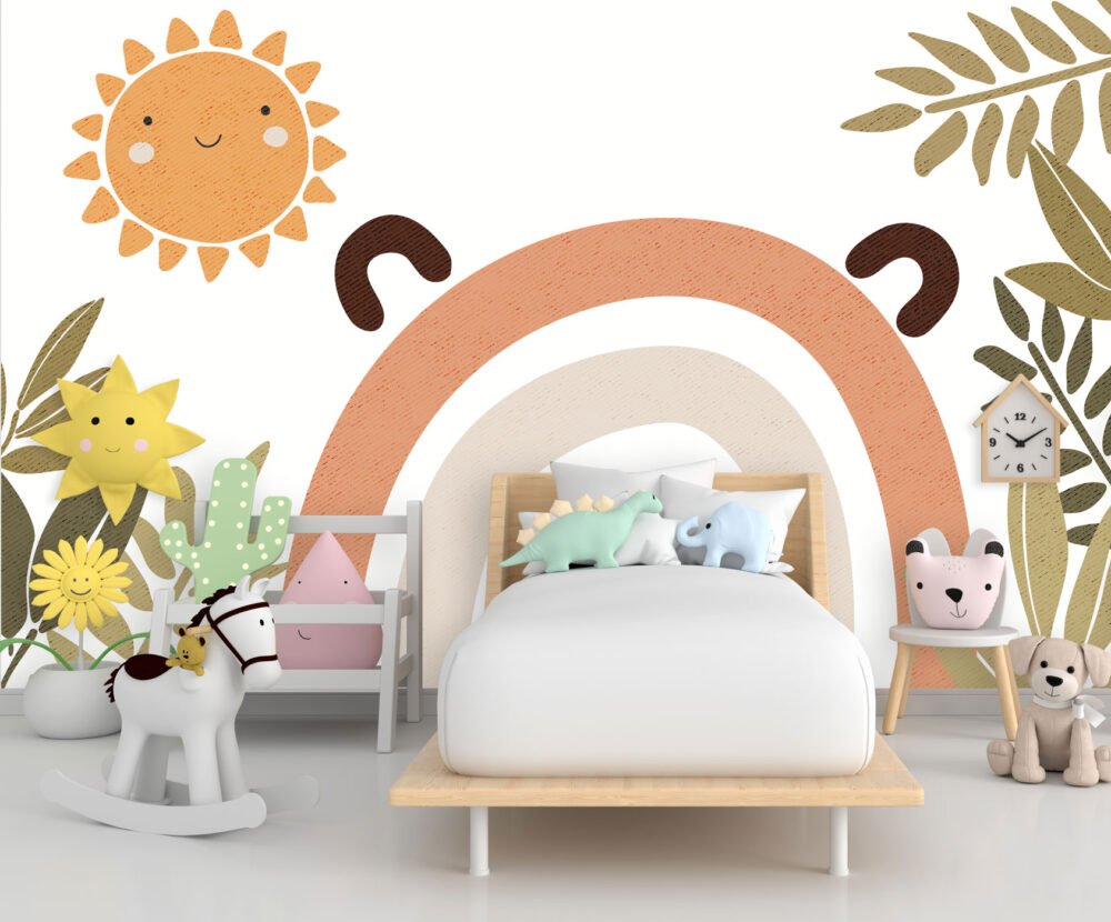 Rainbow Cute Sun Wallpaper Mural