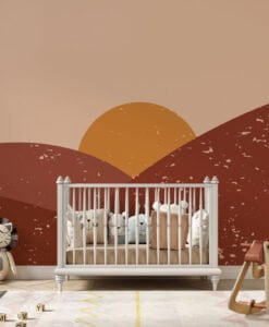 Boho Style Mountain and Sun Wallpaper Mural