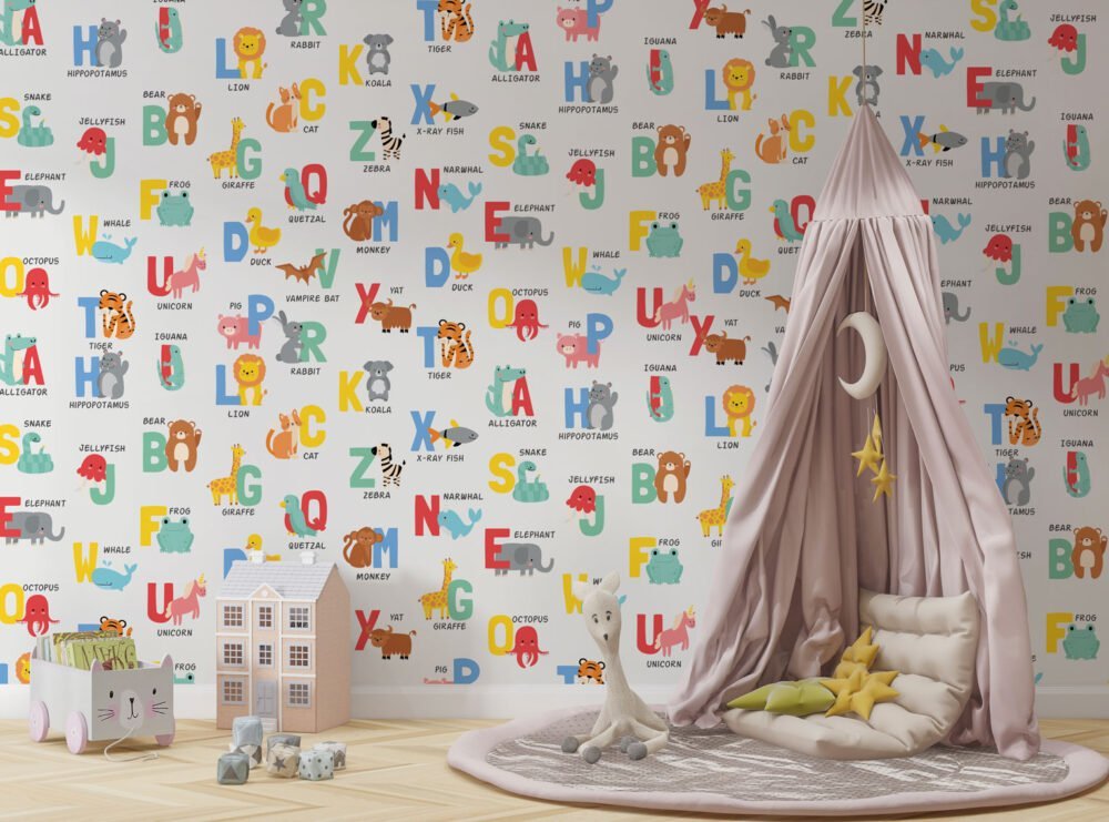 Alphabet English Expansion Wallpaper Mural | Silk Interiors Wallpaper ...