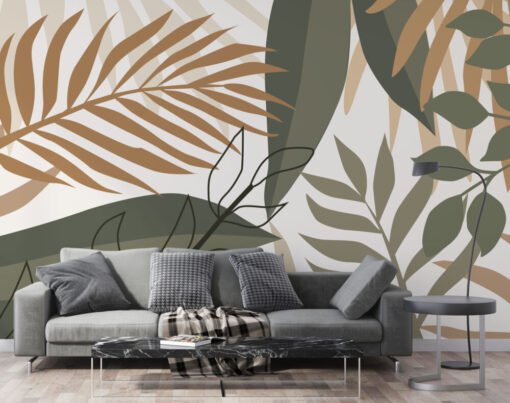 Tropical Big Leaves Boho Wallpaper Mural