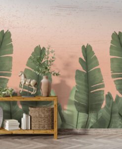 Big Tropical Leaves Gradient Wallpaper Mural