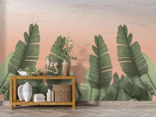 Big Tropical Leaves Gradient Wallpaper Mural