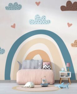 Soft Rainbow Colorful Clouds Wallpaper Mural