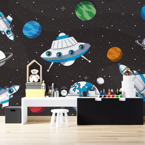 Stars and Planets in Space Wallpaper Mural