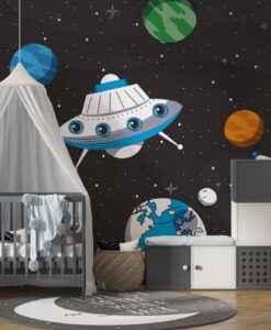 Stars and Planets in Space Wallpaper Mural