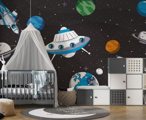 Stars and Planets in Space Wallpaper Mural