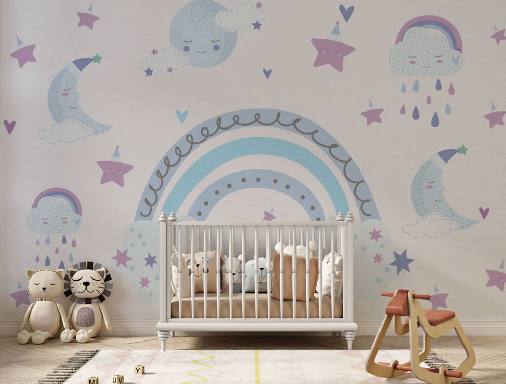 Rainbow in Blue Tones Wallpaper Mural