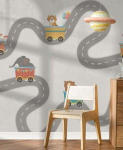 Animals in Traffic Kids Wallpaper Mural