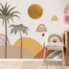 Palm Landscape Bohemian Colors Wallpaper Mural