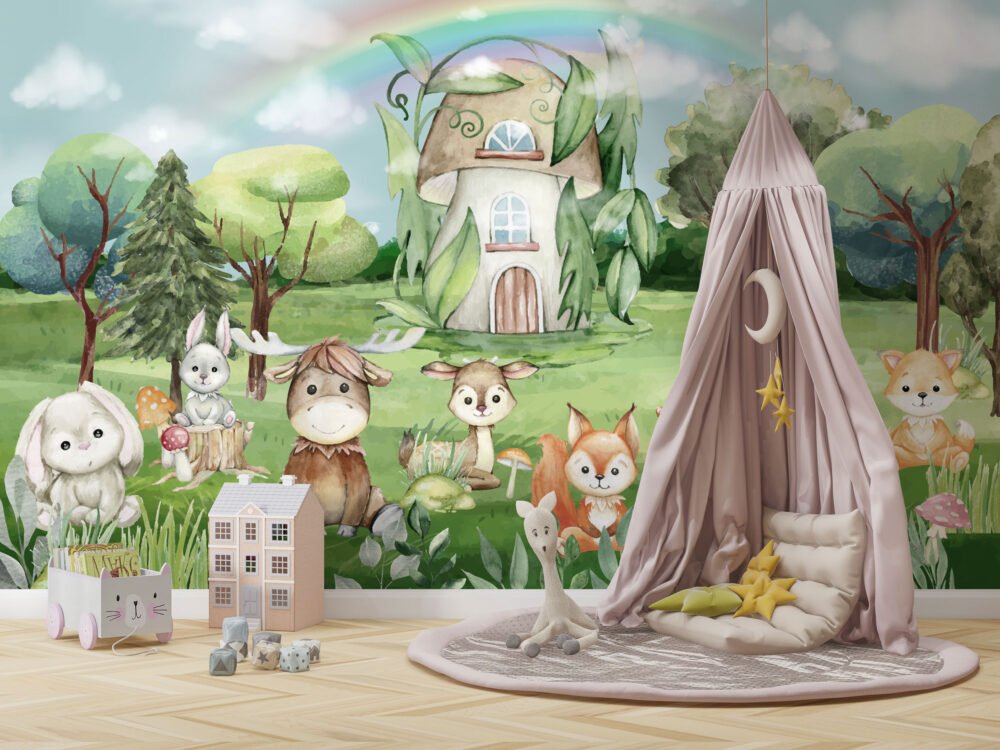 Animals in the Forest House Wallpaper Mural