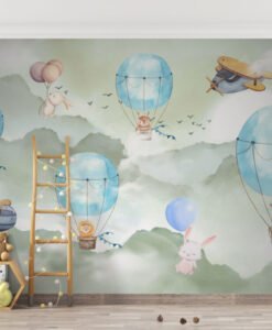 Flying Cute Animal Wallpaper Mural