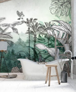 Tropical Watercolor Effect Wallpaper Mural