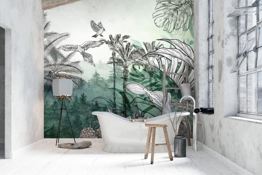 Tropical Watercolor Effect Wallpaper Mural