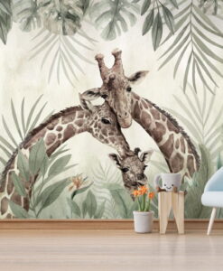 Giraffe Family 3D Wallpaper Mural