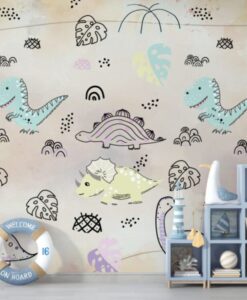 Cute Dinosaurs Kids Wallpaper Mural