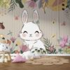 Cute Bunny and Butterfly Wallpaper Mural