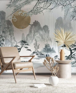 Bamboo Trees and Lake View Wallpaper Mural