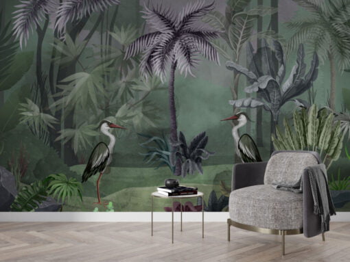 Crane Bird Tropical Wall Wallpaper Mural