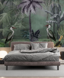 Crane Bird Tropical Wall Wallpaper Mural