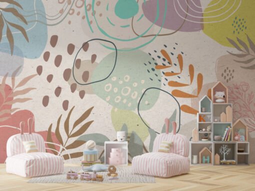 Floral and Geometric Pattern Wallpaper Mural