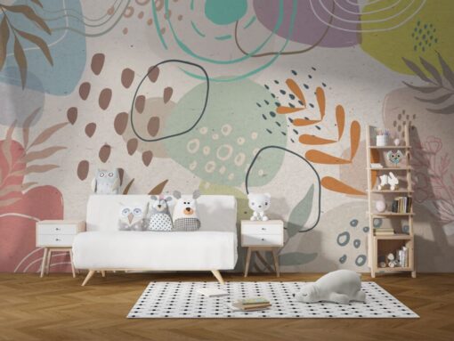 Floral and Geometric Pattern Wallpaper Mural
