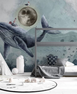 Ocean Creatures and Whale Wallpaper Mural