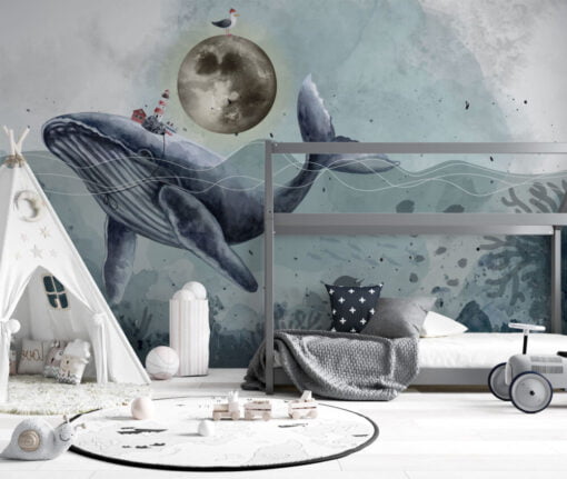 Ocean Creatures and Whale Wallpaper Mural