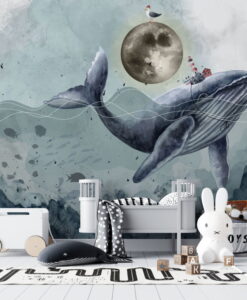 Ocean Creatures and Whale Wallpaper Mural