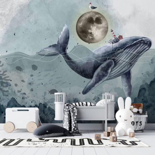 Ocean Creatures and Whale Wallpaper Mural