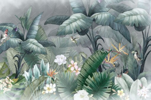 Bird and Flower Tropical Wallpaper Mural