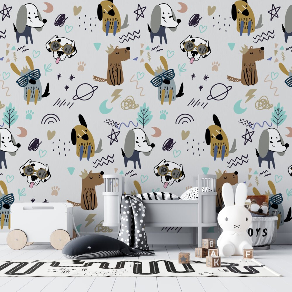 Cute Dogs 3D Wallpaper Mural