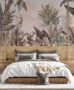 Tropical Tree and Leaves Wallpaper Mural