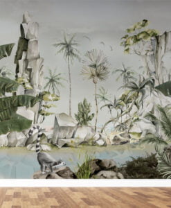 Tropical Trees By The Lake Wallpaper Mural
