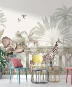 Tropical Garden Animals Wallpaper Mural