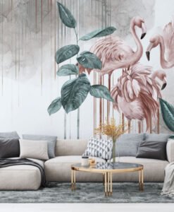 Vintage Flamingos Wallpaper Mural