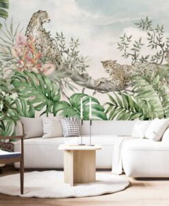 Leopards on the Tree Tropical Wallpaper Mural