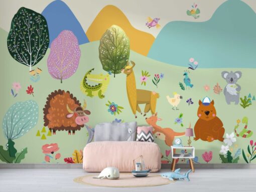 Colorful Animals Fun Wallpaper Mural